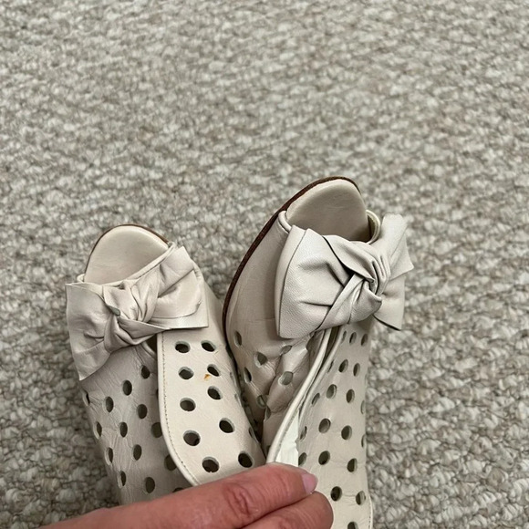 Pakerson heels white bow peep toe  size 38 - Picture 12 of 12